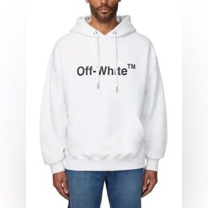 [NWT] Off-White Men’s White Cotton Fleece Pullover Hoodie - Sz S